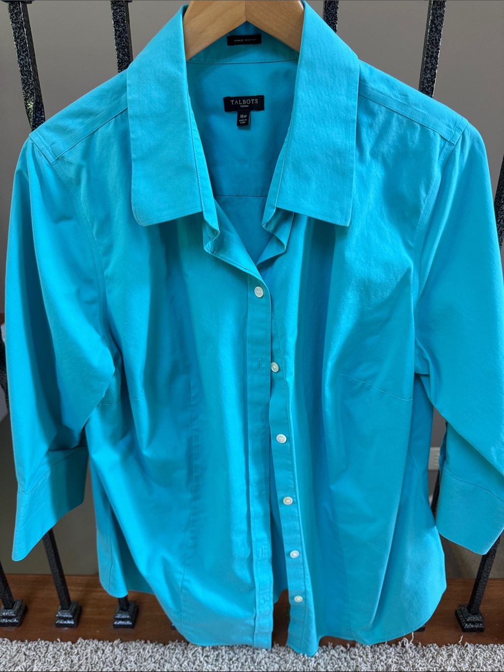 Talbots Bright Turquoise wrinkle resistant Blouse 16W